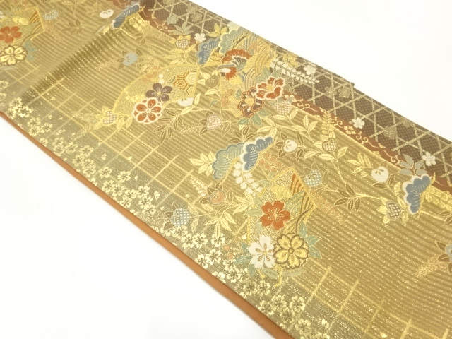 JAPANESE FUKURO OBI / WOVEN FLORAL PLANTS